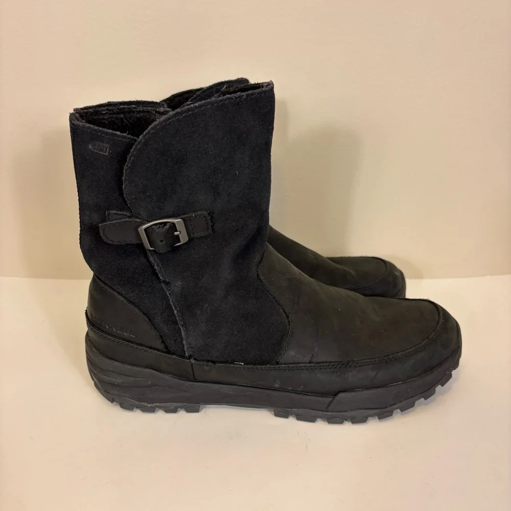 Merrell Black Suede‎ and Leather Men’s Fur Lined Winter Boots 10.5